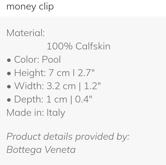 Bottega Veneta brand new money clip with box. Due to Poshmark keeping 20% $75 - Picture 3 of 3